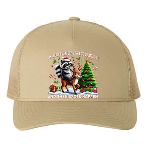 I Wake Up With A Good Attitude…Then Idiots Happen Raccoon Yupoong Adult 5-Panel Trucker Hat