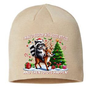 I Wake Up With A Good Attitude…Then Idiots Happen Raccoon Sustainable Beanie