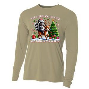 I Wake Up With A Good Attitude…Then Idiots Happen Raccoon Cooling Performance Long Sleeve Crew