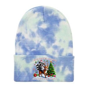 I Wake Up With A Good Attitude…Then Idiots Happen Raccoon Tie Dye 12in Knit Beanie