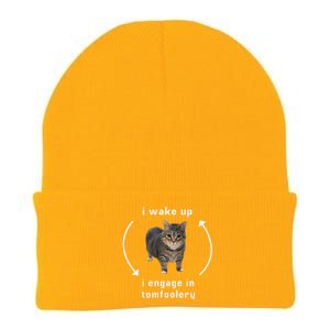 I Wake Up I Engage In Tomfoolery Silly Cat Meme Knit Cap Winter Beanie