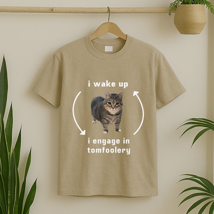 I Wake Up I Engage In Tomfoolery Silly Cat Meme T-Shirt
