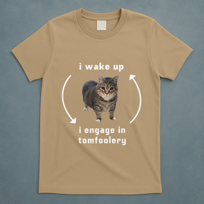 I Wake Up I Engage In Tomfoolery Silly Cat Meme T-Shirt