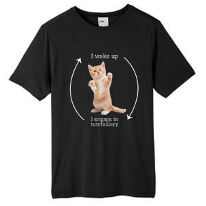 I Wake Up I Engage In Tomfoolery Silly Cat Meme Tall Fusion ChromaSoft Performance T-Shirt