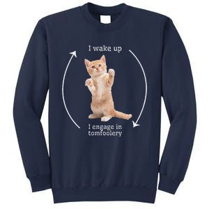 I Wake Up I Engage In Tomfoolery Silly Cat Meme Sweatshirt