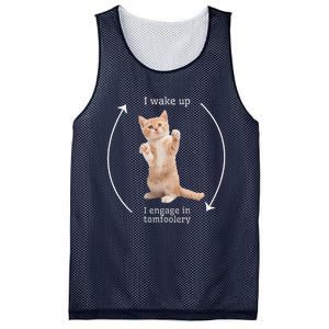 I Wake Up I Engage In Tomfoolery Silly Cat Meme Mesh Reversible Basketball Jersey Tank