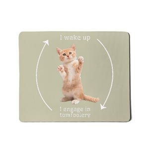 I Wake Up I Engage In Tomfoolery Silly Cat Meme Mousepad