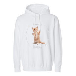 I Wake Up I Engage In Tomfoolery Silly Cat Meme Garment-Dyed Fleece Hoodie