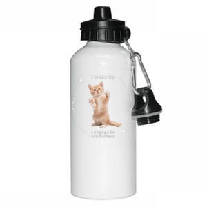 I Wake Up I Engage In Tomfoolery Silly Cat Meme Aluminum Water Bottle