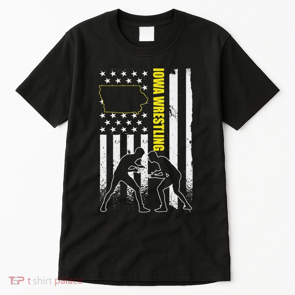 Iowa Wrestling Usa Flag Apparel American Flag Iowa Wrestler Tall T-Shirt