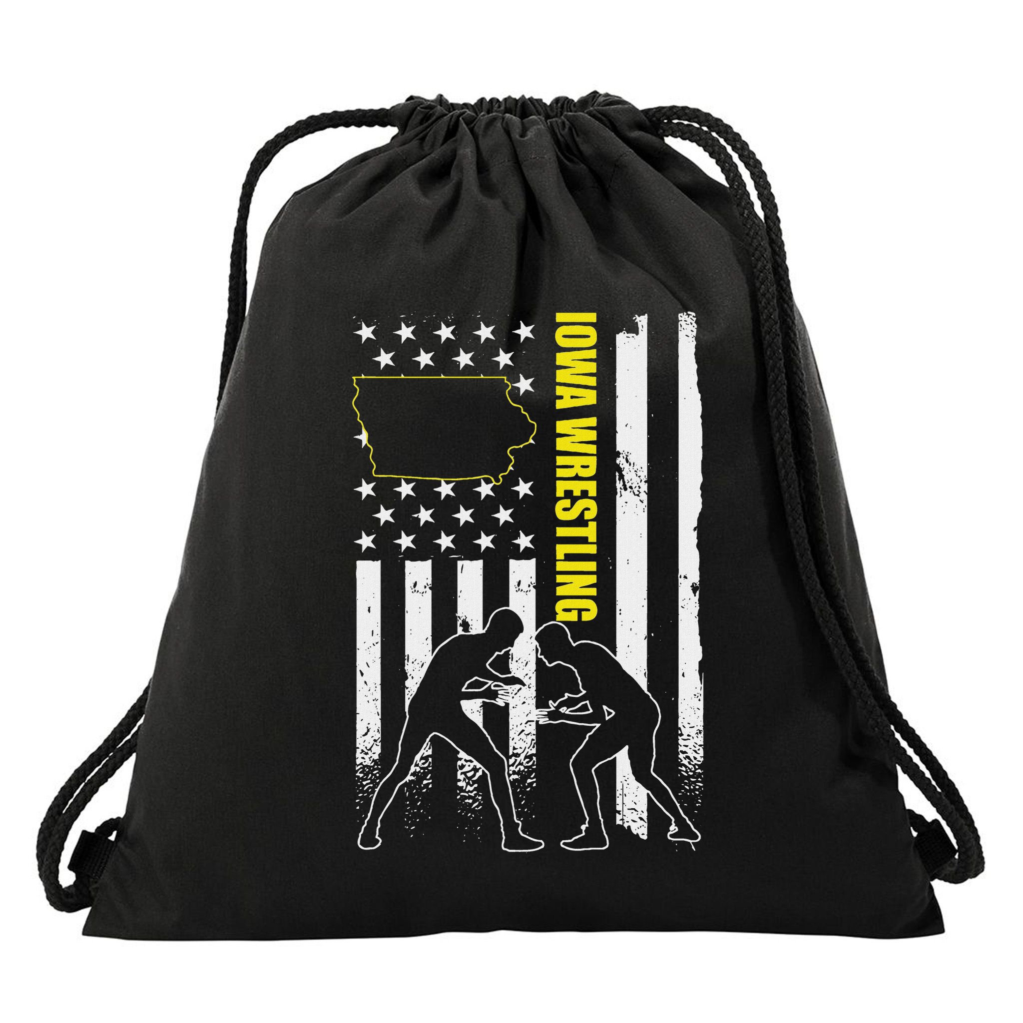 Iowa Wrestling Usa Flag Apparel American Flag Iowa Wrestler Drawstring Bag