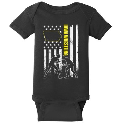 Iowa Wrestling Usa Flag Apparel American Flag Iowa Wrestler Baby Bodysuit