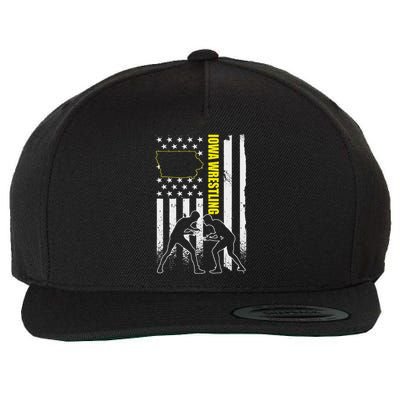 Iowa Wrestling Usa Flag Apparel American Flag Iowa Wrestler Wool Snapback Cap