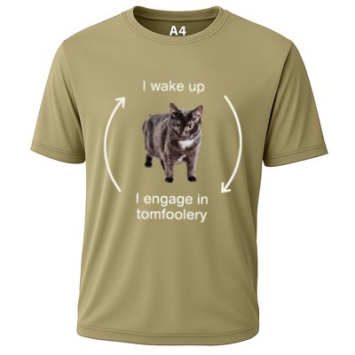 I Wake Up I Engage In Tomfoolery Silly Cat Meme Cooling Performance Crew T-Shirt