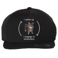 I Wake Up I Engage In Tomfoolery Silly Cat Wool Snapback Cap