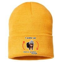 I Wake Up There Is Another Psyop Tin Foil Hat Cat Meme Sustainable Knit Beanie