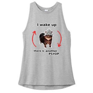 I Wake Up There Is Another Psyop Tin Foil Hat Cat Meme Ladies PosiCharge Tri-Blend Wicking Tank