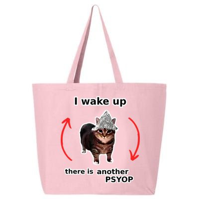 I Wake Up There Is Another Psyop Tin Foil Hat Cat Meme 25L Jumbo Tote