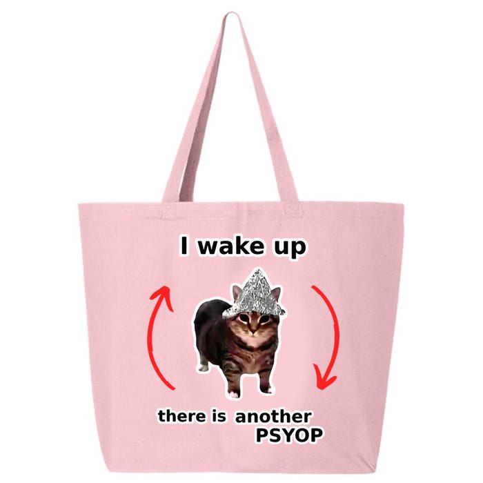 I Wake Up There Is Another Psyop Tin Foil Hat Cat Meme 25L Jumbo Tote