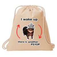 I Wake Up There Is Another Psyop Tin Foil Hat Cat Meme Drawstring Bag