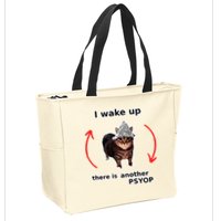 I Wake Up There Is Another Psyop Tin Foil Hat Cat Meme Zip Tote Bag