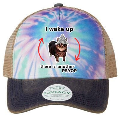 I Wake Up There Is Another Psyop Tin Foil Hat Cat Meme Legacy Tie Dye Trucker Hat