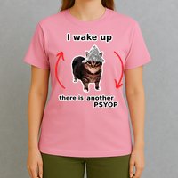 I Wake Up There Is Another Psyop Tin Foil Hat Cat Meme T-Shirt