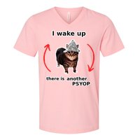I Wake Up There Is Another Psyop Tin Foil Hat Cat Meme V-Neck T-Shirt