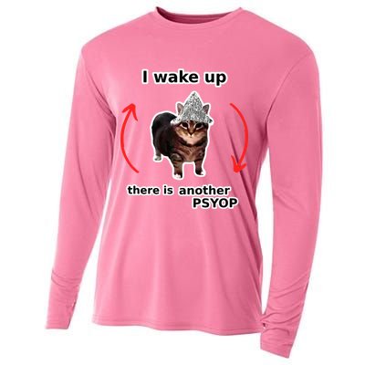 I Wake Up There Is Another Psyop Tin Foil Hat Cat Meme Cooling Performance Long Sleeve Crew