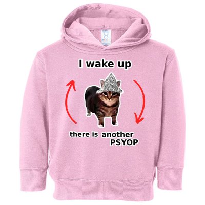 I Wake Up There Is Another Psyop Tin Foil Hat Cat Meme Toddler Hoodie