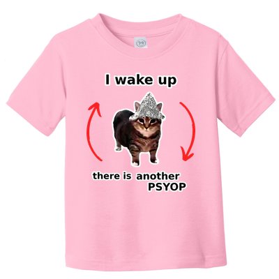 I Wake Up There Is Another Psyop Tin Foil Hat Cat Meme Toddler T-Shirt