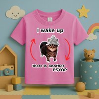 I Wake Up There Is Another Psyop Tin Foil Hat Cat Meme Toddler T-Shirt