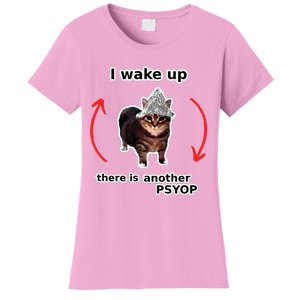 I Wake Up There Is Another Psyop Tin Foil Hat Cat Meme Women's T-Shirt