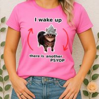 I Wake Up There Is Another Psyop Tin Foil Hat Cat Meme Womens T-Shirt