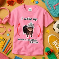 I Wake Up There Is Another Psyop Tin Foil Hat Cat Meme Kids T-Shirt