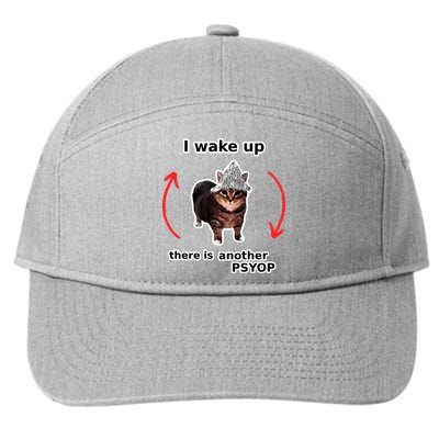 I Wake Up There Is Another Psyop Tin Foil Hat Cat Meme 7-Panel Snapback Hat