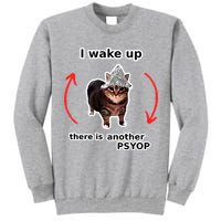 I Wake Up There Is Another Psyop Tin Foil Hat Cat Meme Tall Sweatshirt