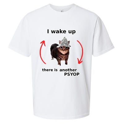I Wake Up There Is Another Psyop Tin Foil Hat Cat Meme Sueded Cloud Jersey T-Shirt