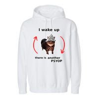 I Wake Up There Is Another Psyop Tin Foil Hat Cat Meme Garment-Dyed Fleece Hoodie