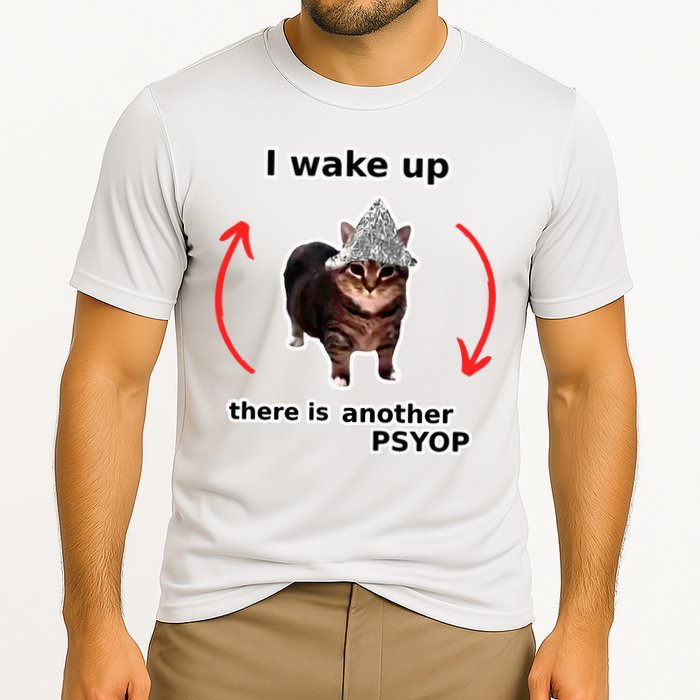 I Wake Up There Is Another Psyop Tin Foil Hat Cat Meme Performance Shirt