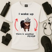 I Wake Up There Is Another Psyop Tin Foil Hat Cat Meme Performance Shirt