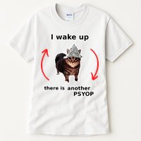 I Wake Up There Is Another Psyop Tin Foil Hat Cat Meme Tall T-Shirt