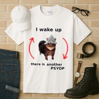 I Wake Up There Is Another Psyop Tin Foil Hat Cat Meme Tall T-Shirt
