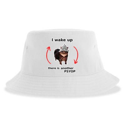 I Wake Up There Is Another Psyop Tin Foil Hat Cat Meme Sustainable Bucket Hat