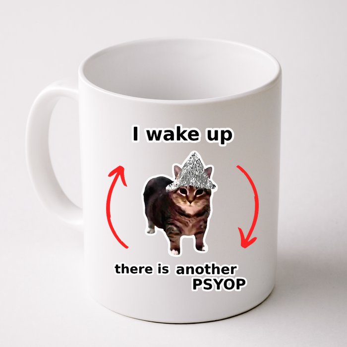 I Wake Up There Is Another Psyop Tin Foil Hat Cat Meme Mug