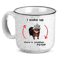 I Wake Up There Is Another Psyop Tin Foil Hat Cat Meme 15oz Campfire Ceramic Mug