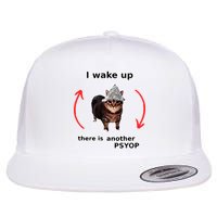 I Wake Up There Is Another Psyop Tin Foil Hat Cat Meme Flat Bill Trucker Hat