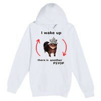 I Wake Up There Is Another Psyop Tin Foil Hat Cat Meme Premium Pullover Hoodie