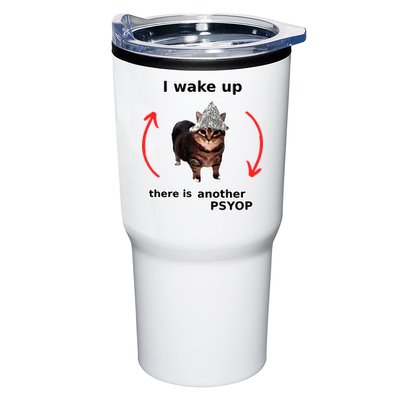 I Wake Up There Is Another Psyop Tin Foil Hat Cat Meme Tumbler