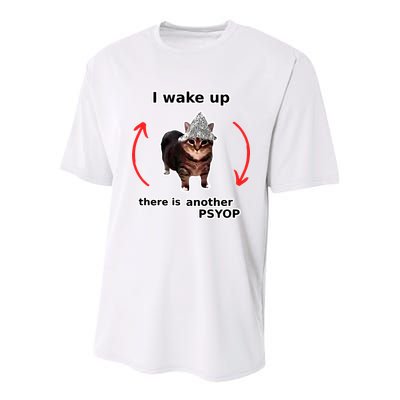 I Wake Up There Is Another Psyop Tin Foil Hat Cat Meme Youth Performance Sprint T-Shirt